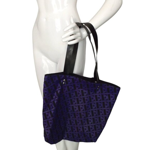 ELTON JOHN Tote, 2 Sided, Purple w/E, Black w/name E, Straps, Canvas - Picture 8 of 11